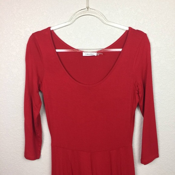 CALVIN KLEIN Bright Red Dress Size 4 - Picture 2 of 5